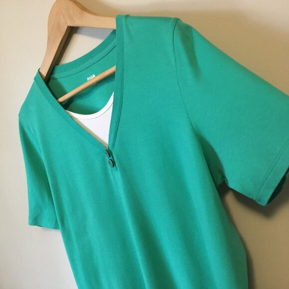 Vintage Turquoise Cotton Tee Sporty Bilayer Teet - Picture 4 of 14